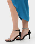 Kendall Crystal Strap Heels — close-up view