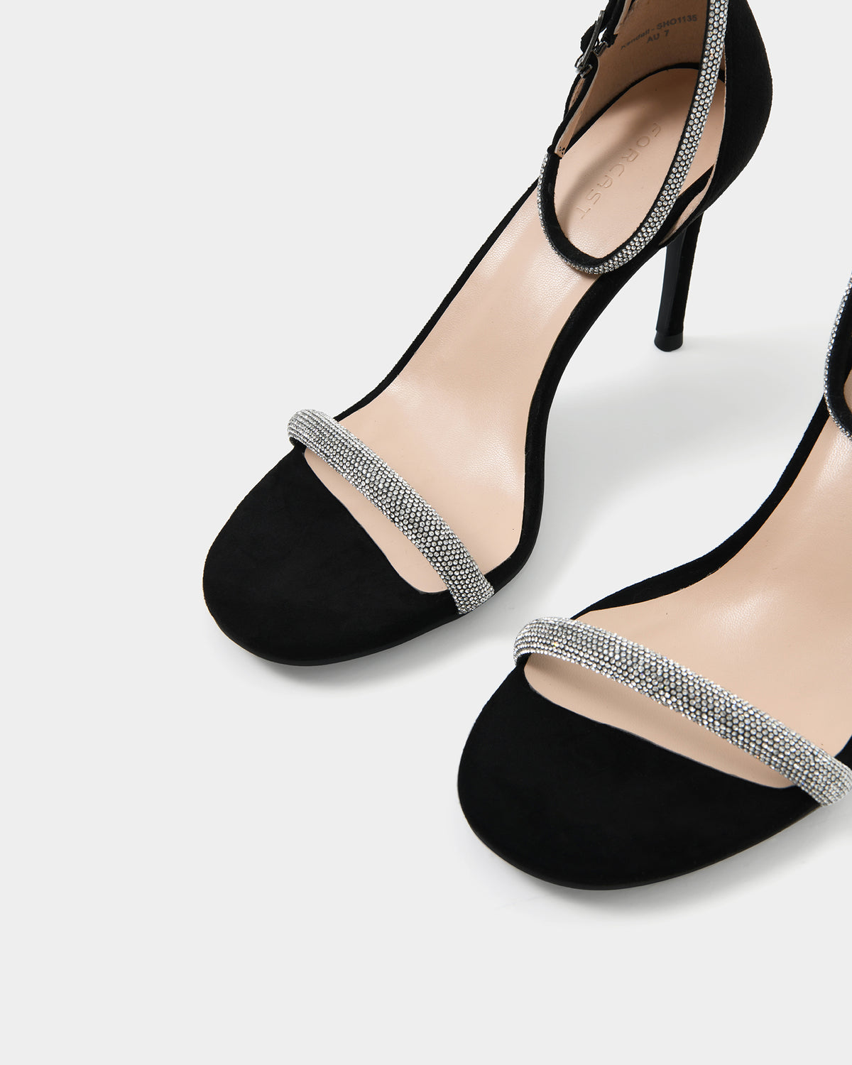 Kendall Crystal Strap Heels in black — view 6