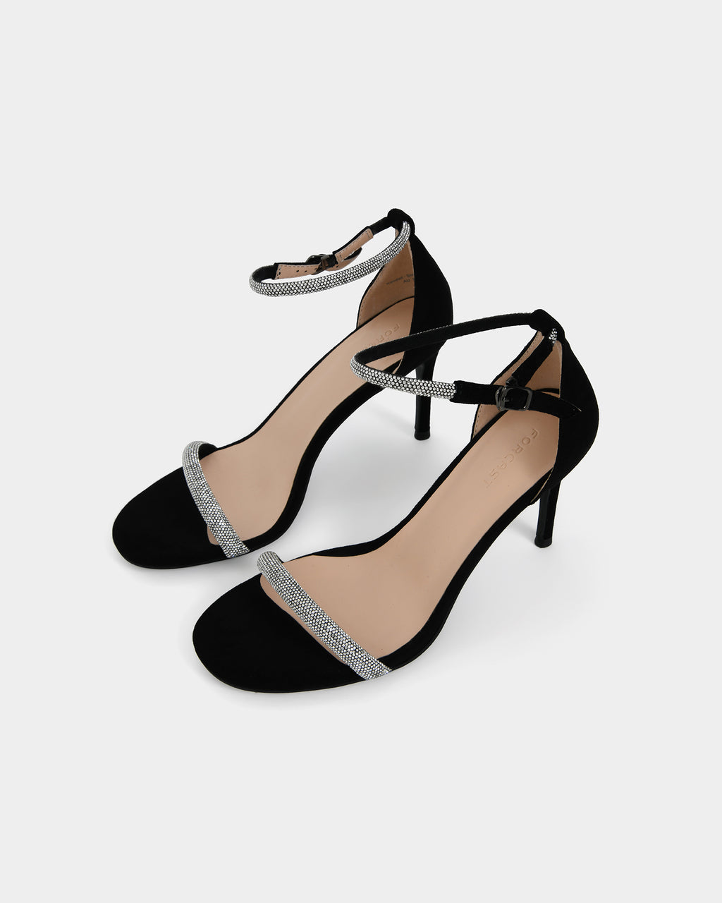 Kendall Crystal Strap Heels in black — view 7