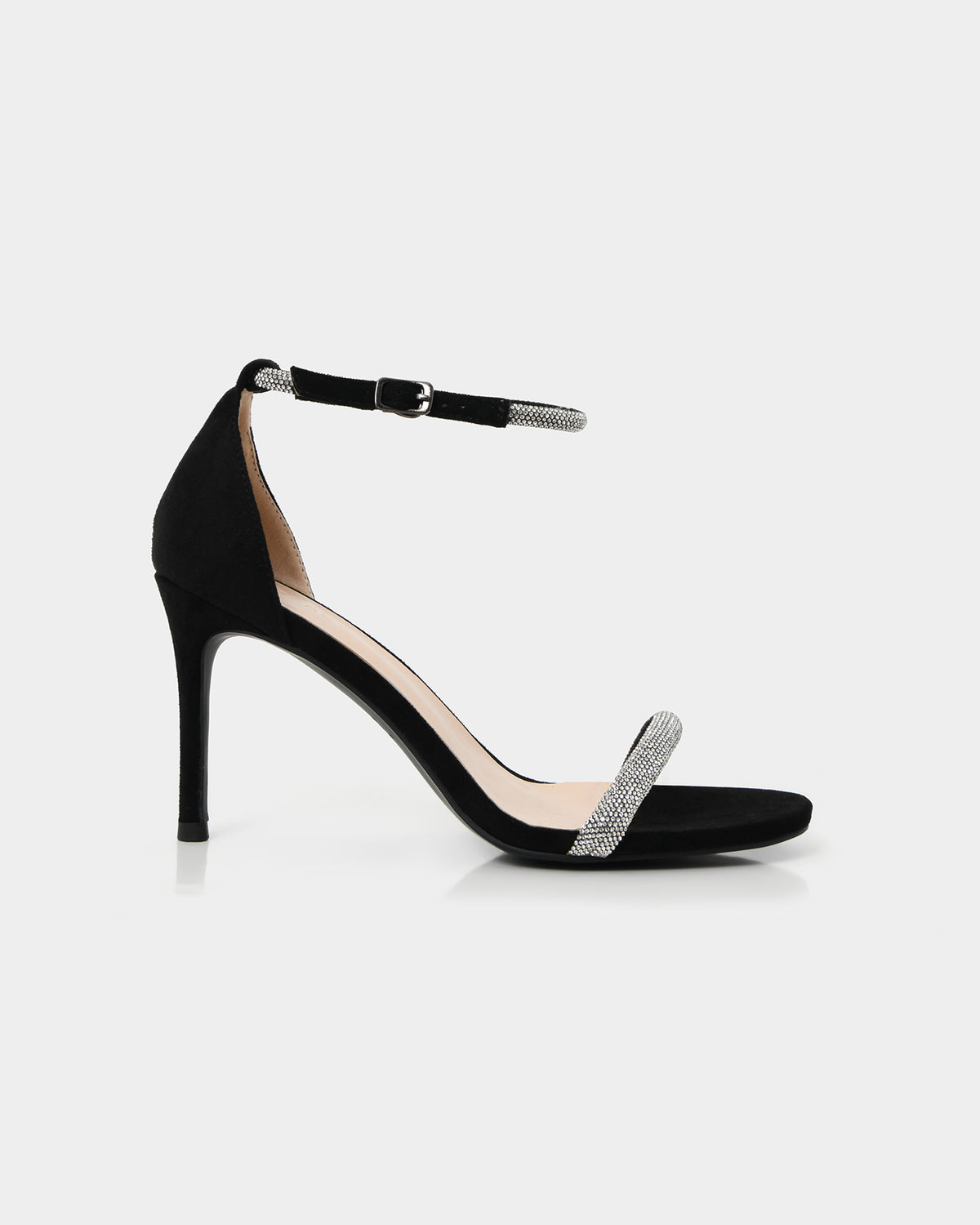 Kendall Crystal Strap Heels in black — view 3