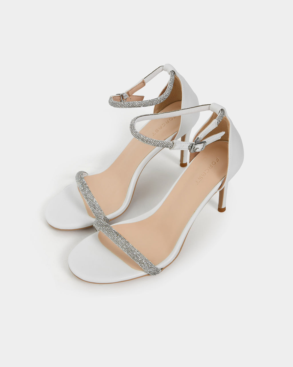 Kendall Crystal Strap Heels in white — view 3