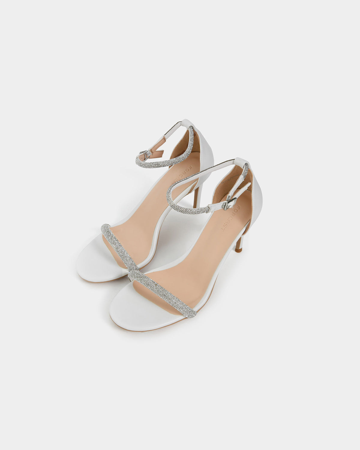 Kendall Crystal Strap Heels in white — view 4