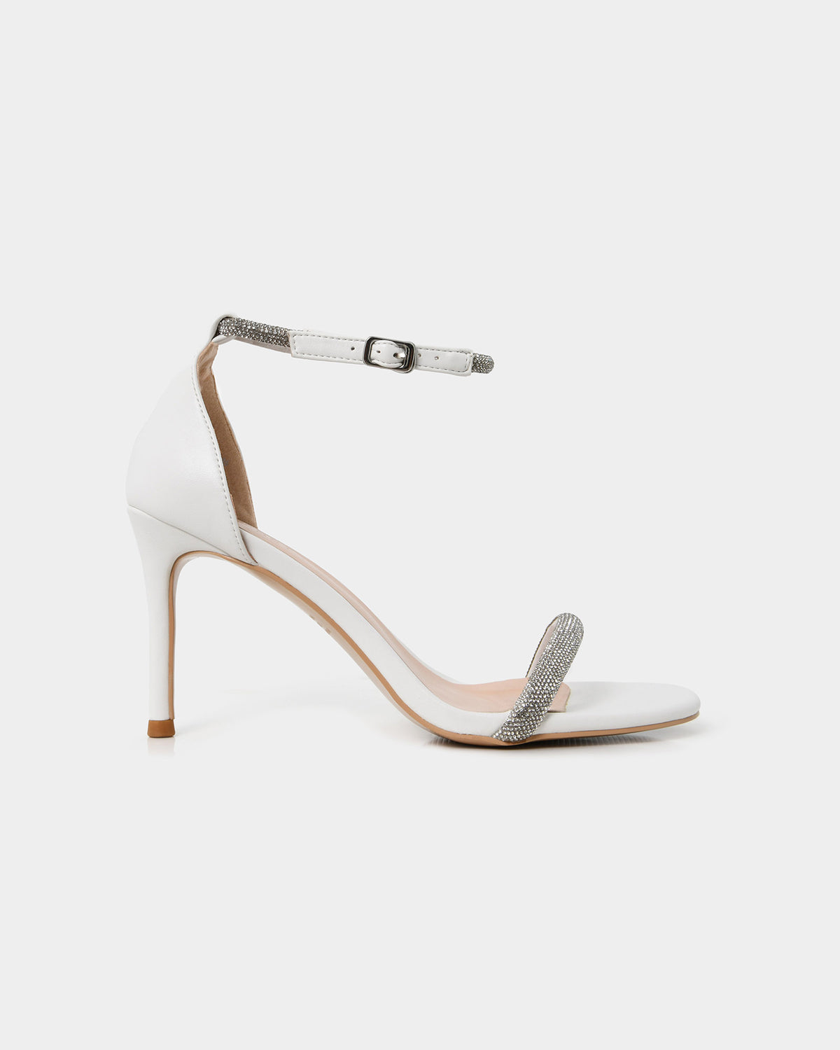 Kendall Crystal Strap Heels in white — view 2