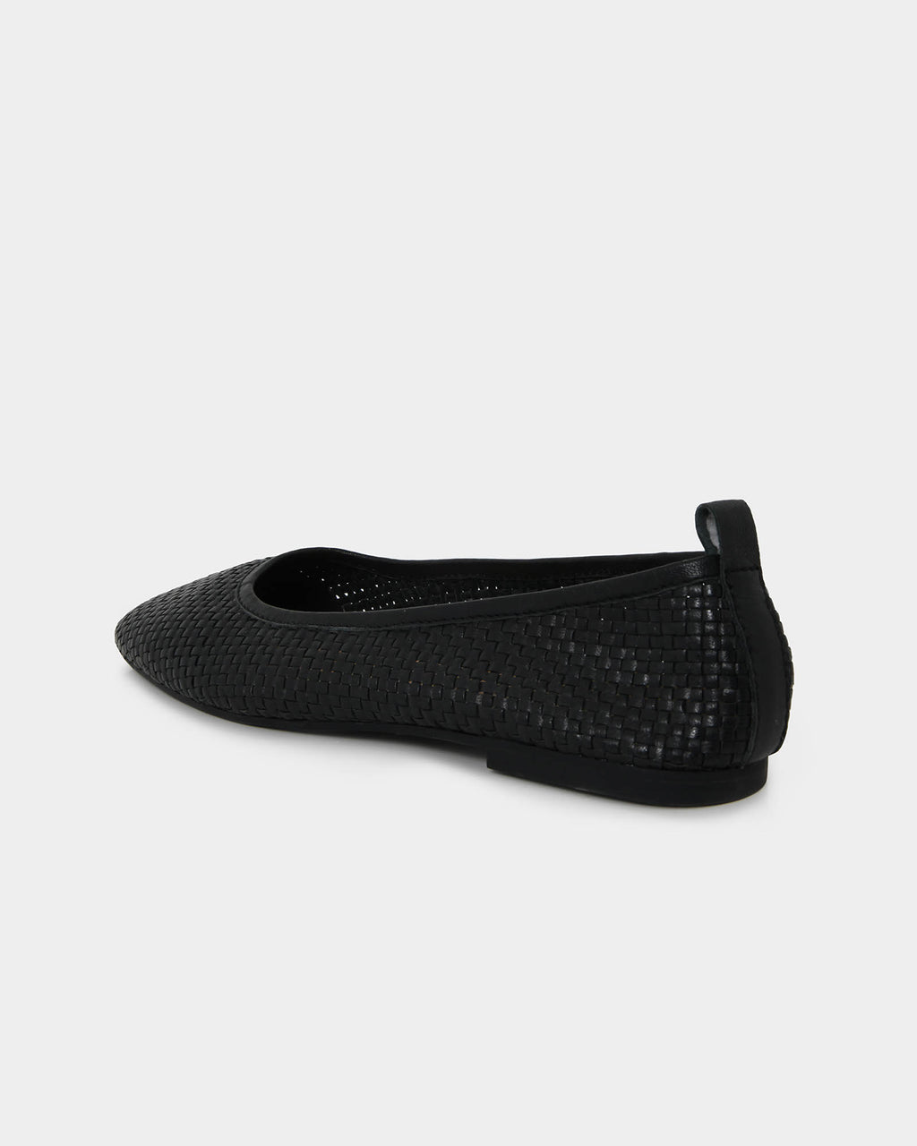 Halina Leather Weave Flat in black — back view