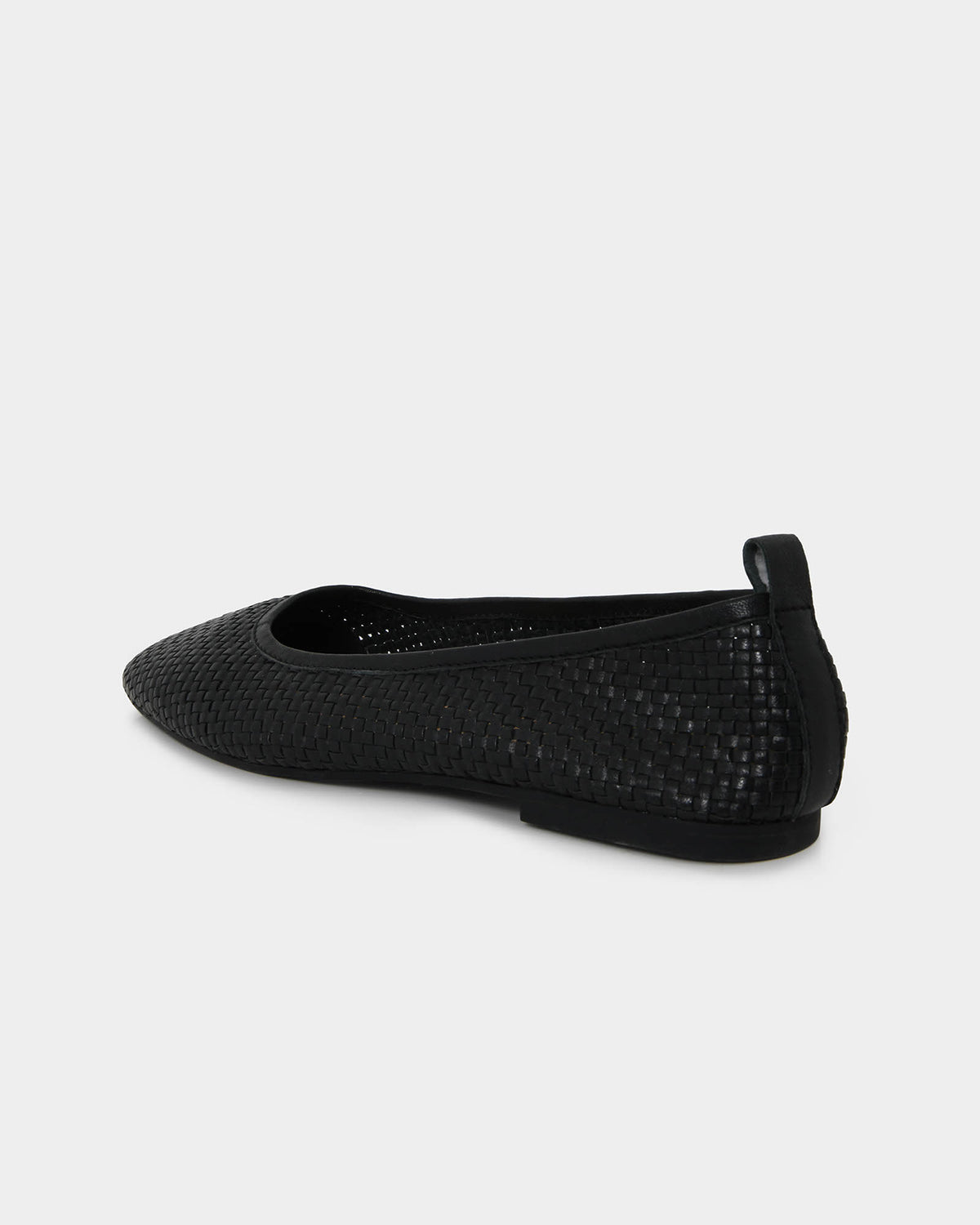 Halina Leather Weave Flat in black — back view
