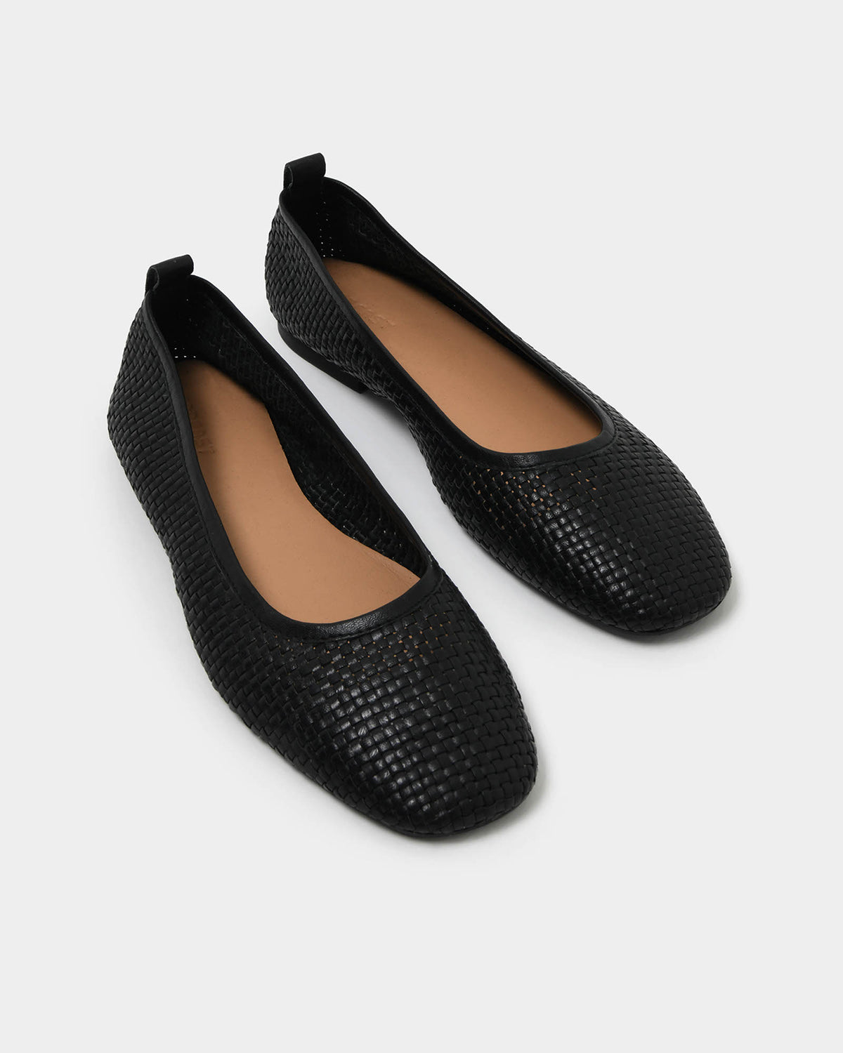 Halina Leather Weave Flat in black — product-only view