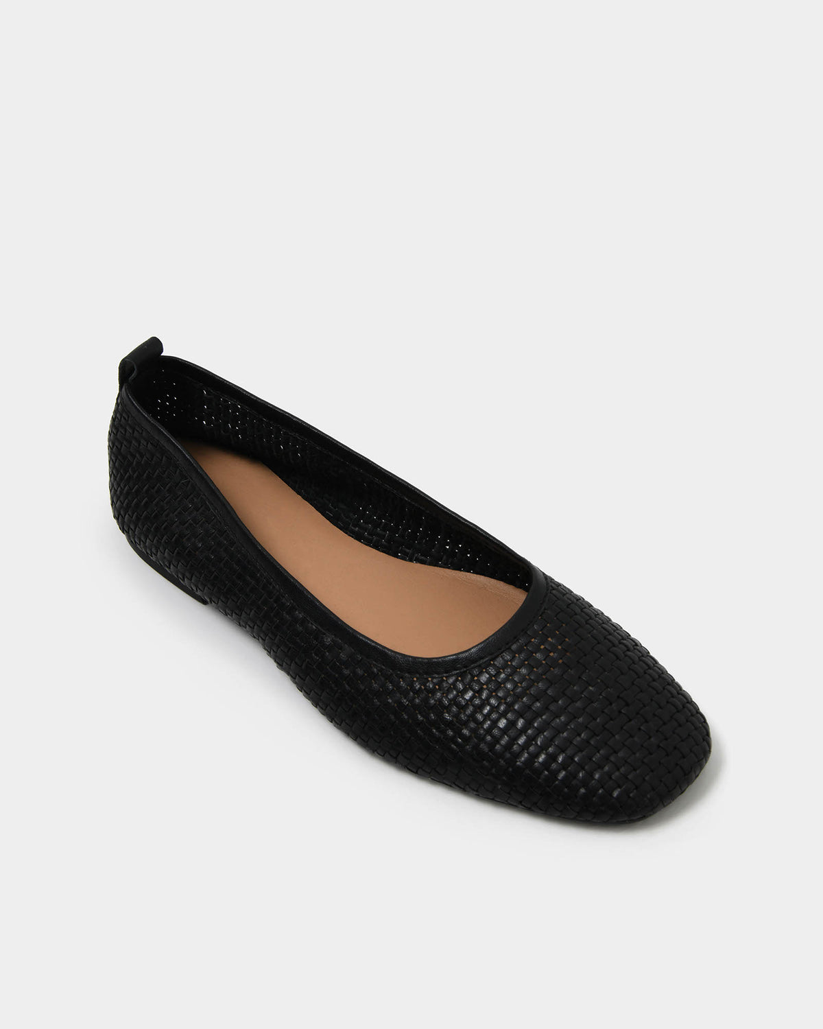 Halina Leather Weave Flat in black — product-only view 2