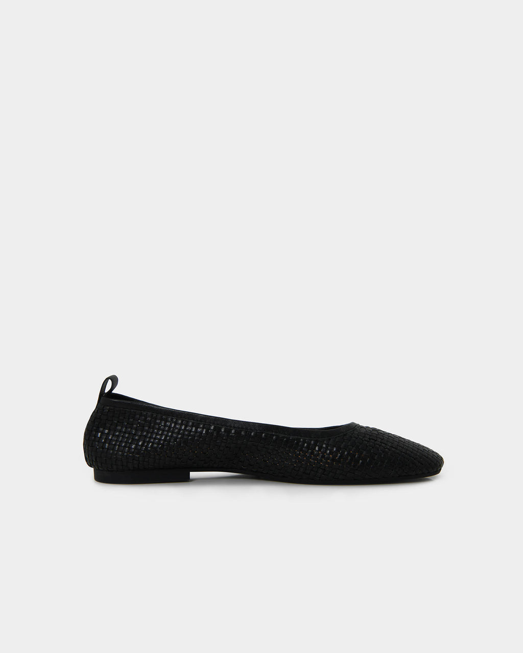 Halina Leather Weave Flat in black — side view