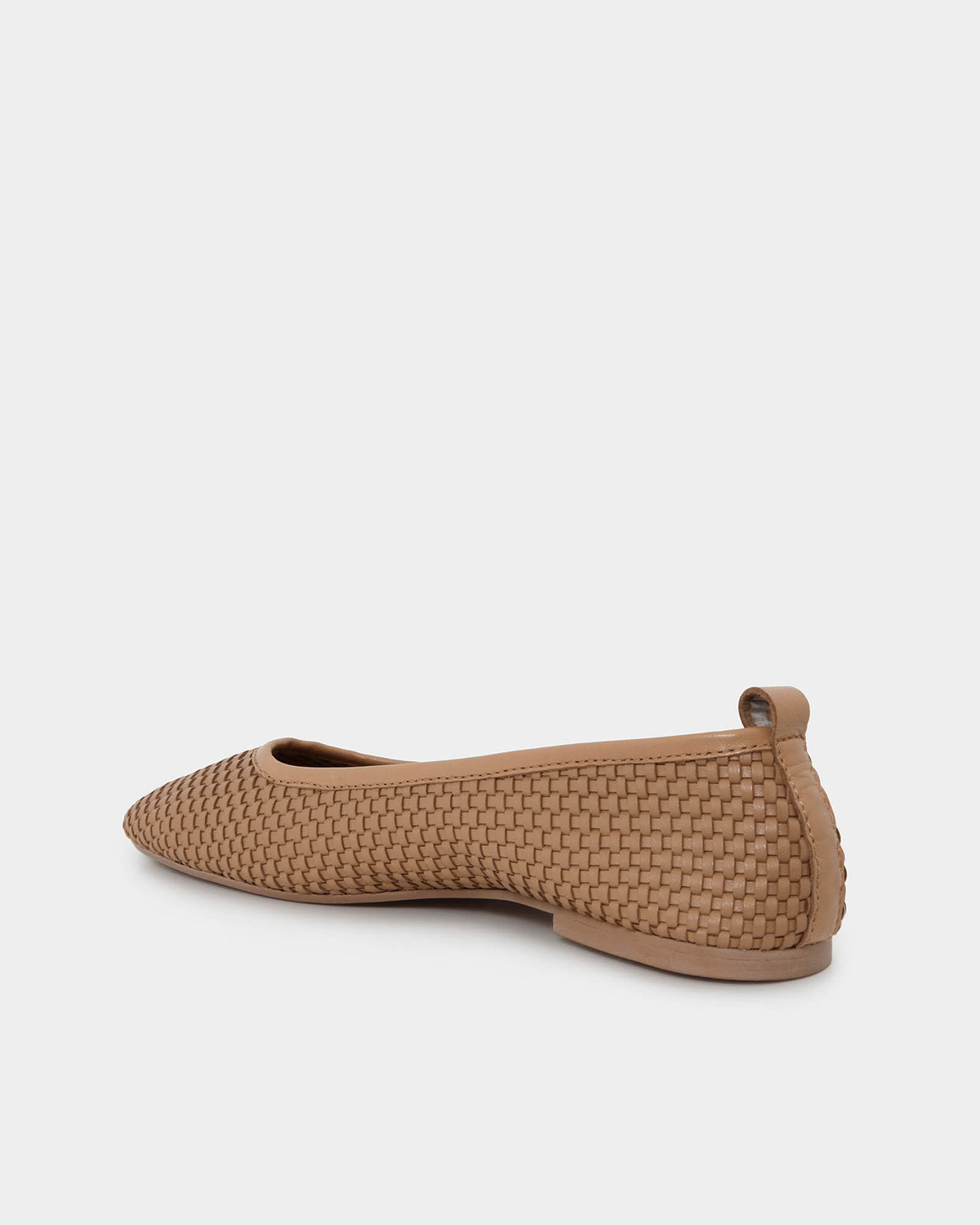 Halina Leather Weave Flat in camel — back view