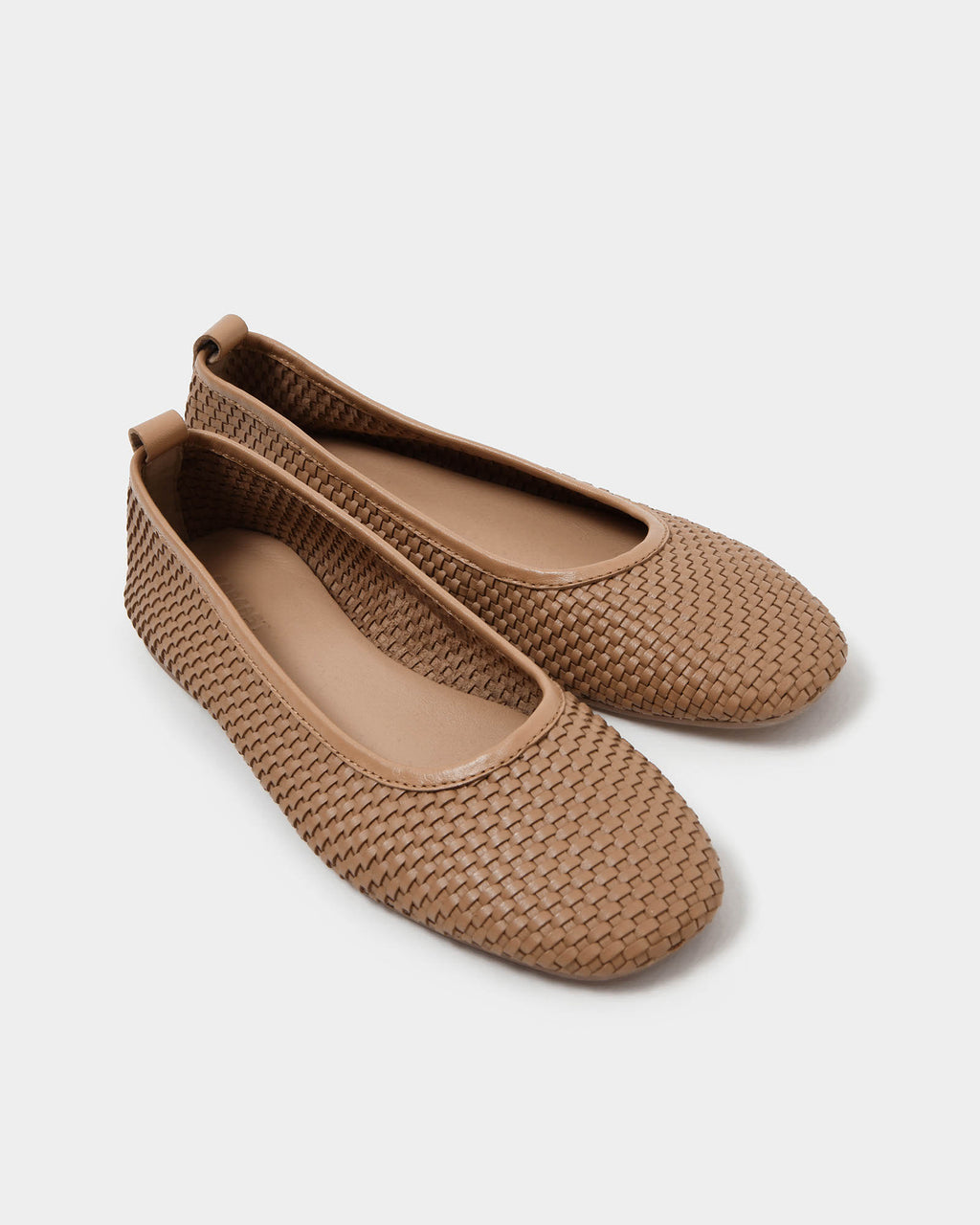 Halina Leather Weave Flat in camel — product-only view