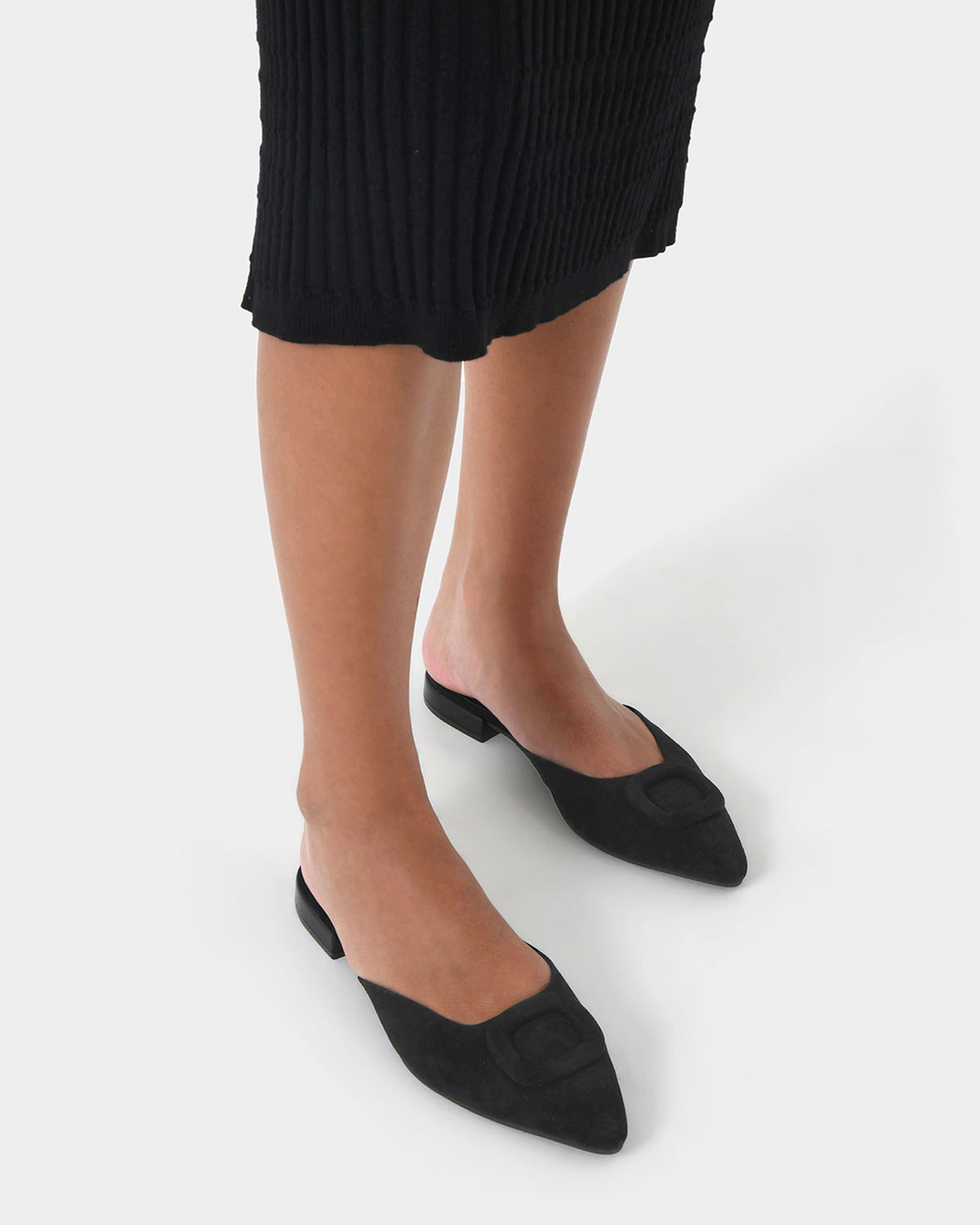 Elizabella Leather Mules in black — view 6