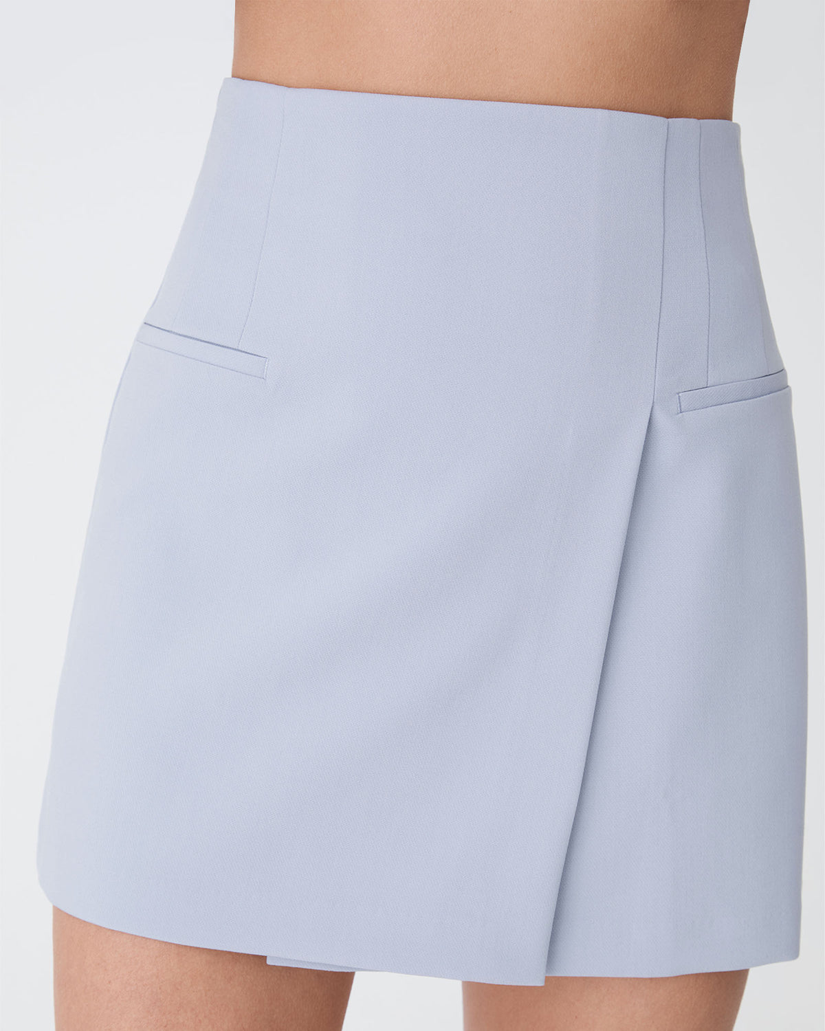 Nikki Mini Wrap Skirt in dusk blue — fabric detail