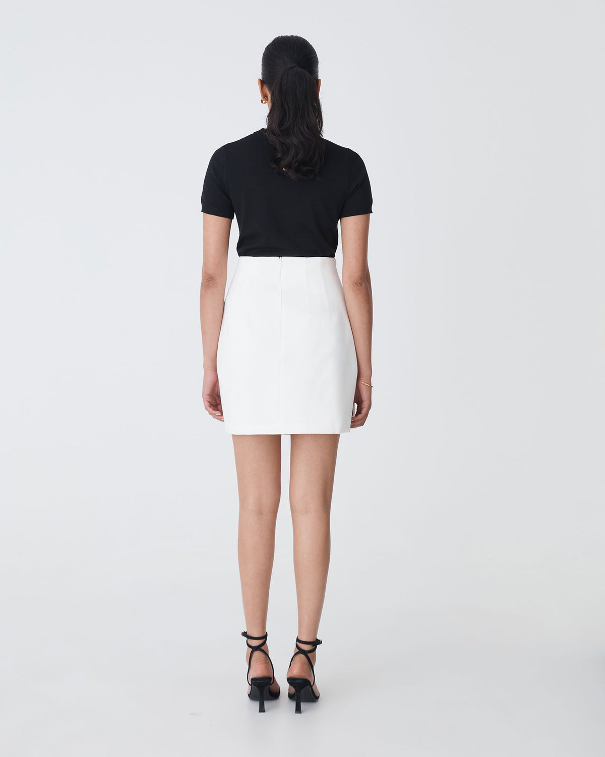 Nikki Mini Wrap Skirt in ivory — back view