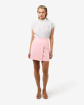 Nikki Mini Wrap Skirt in pink — full-length view