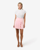 Nikki Mini Wrap Skirt in pink — full-length view