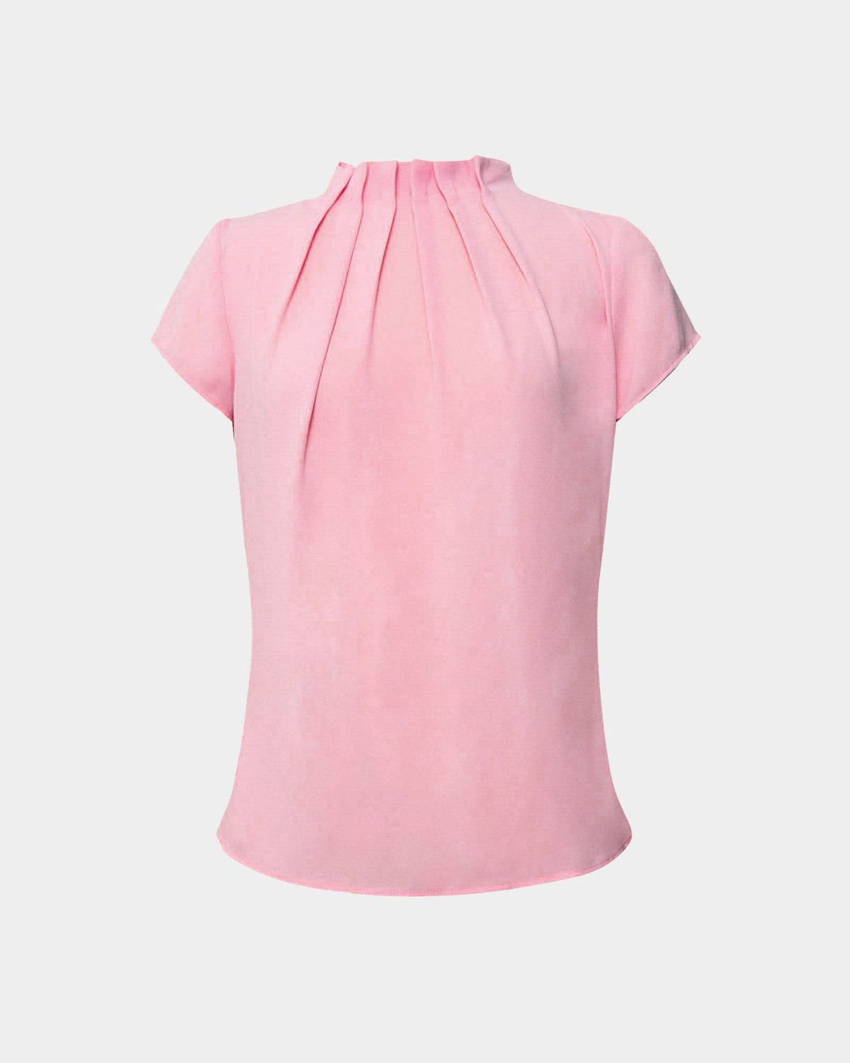 Olivia Pleated High Neck Top in baby pink — product-only view
