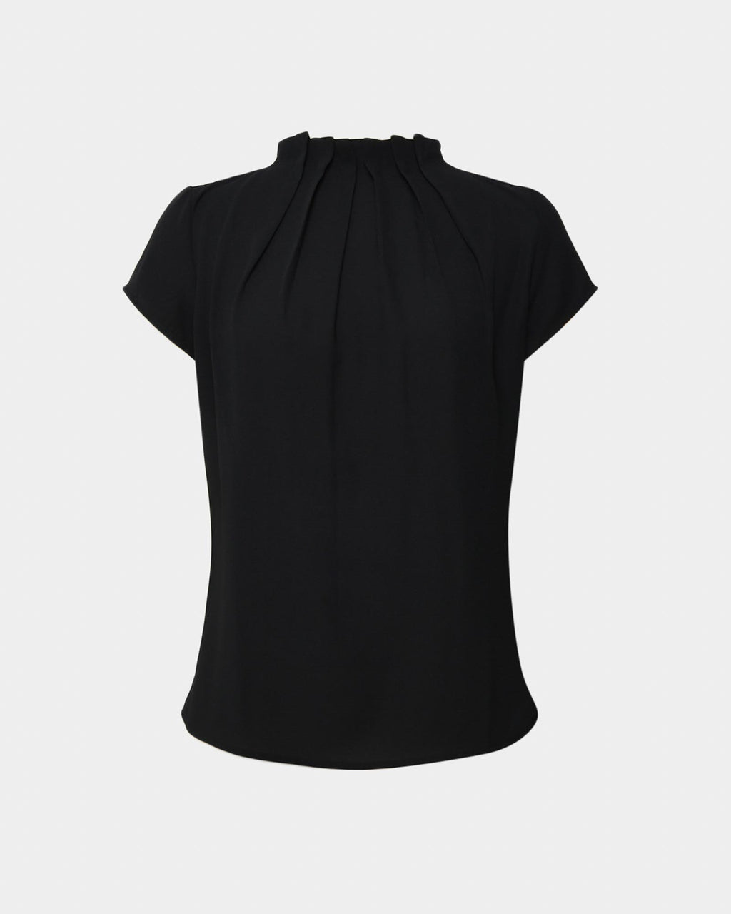 Olivia Pleated High Neck Top in black — product-only view