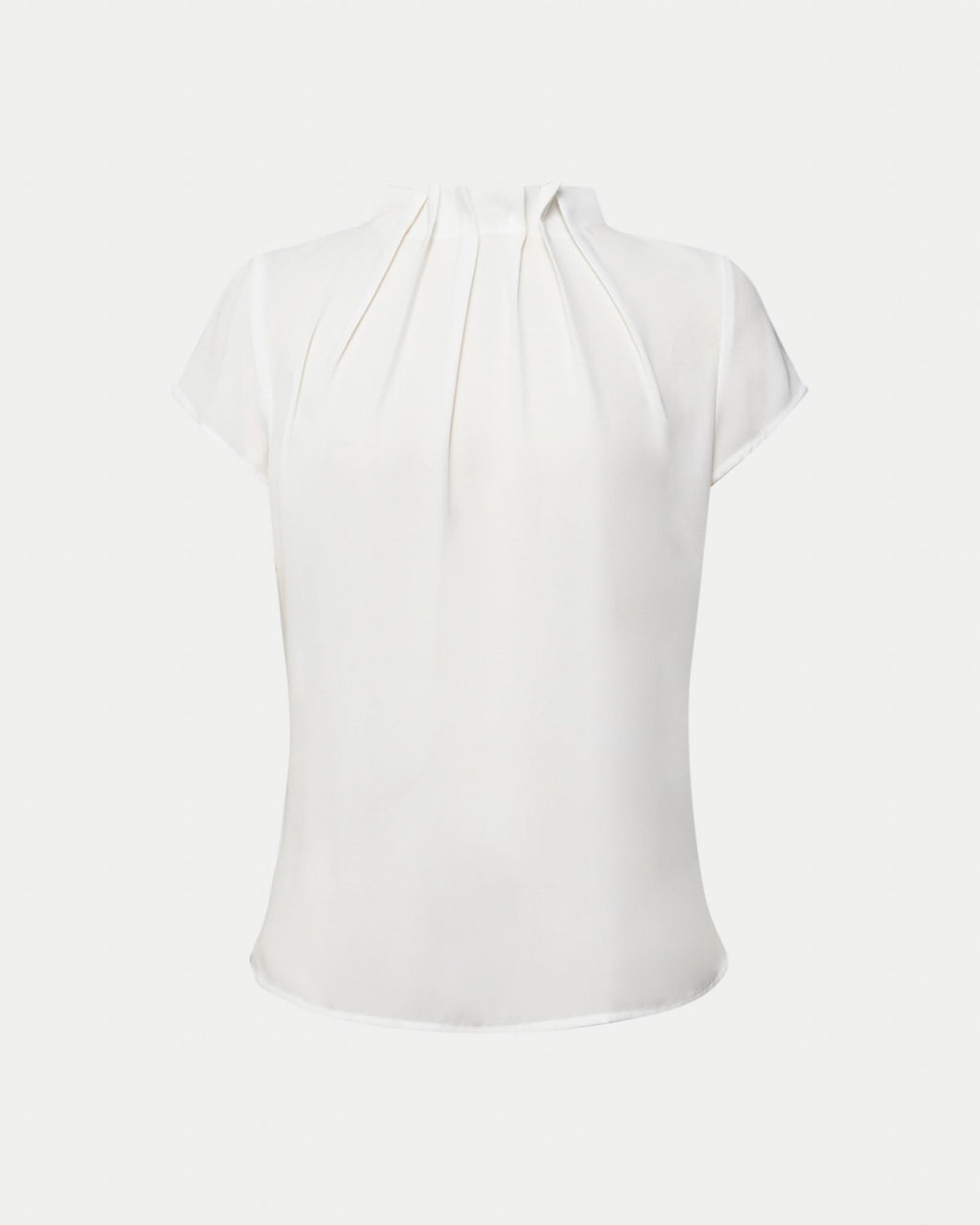Olivia Pleated High Neck Top in ivory — product-only view