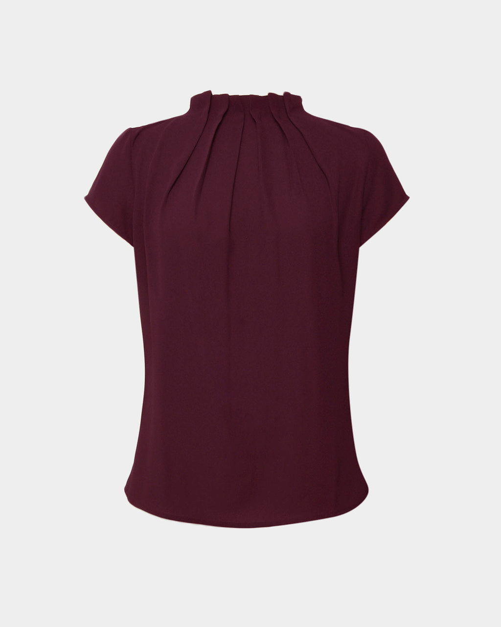 Olivia Pleated High Neck Top in wine — product-only view