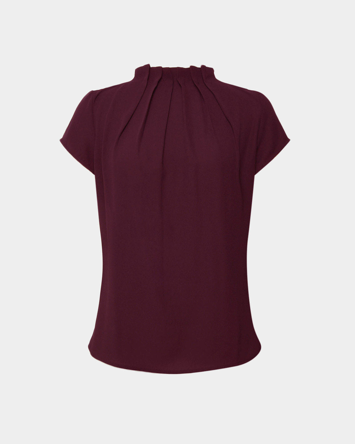 Olivia Pleated High Neck Top in wine — product-only view