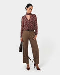 Rema Floral Tie Blouse in red floral — full-length view