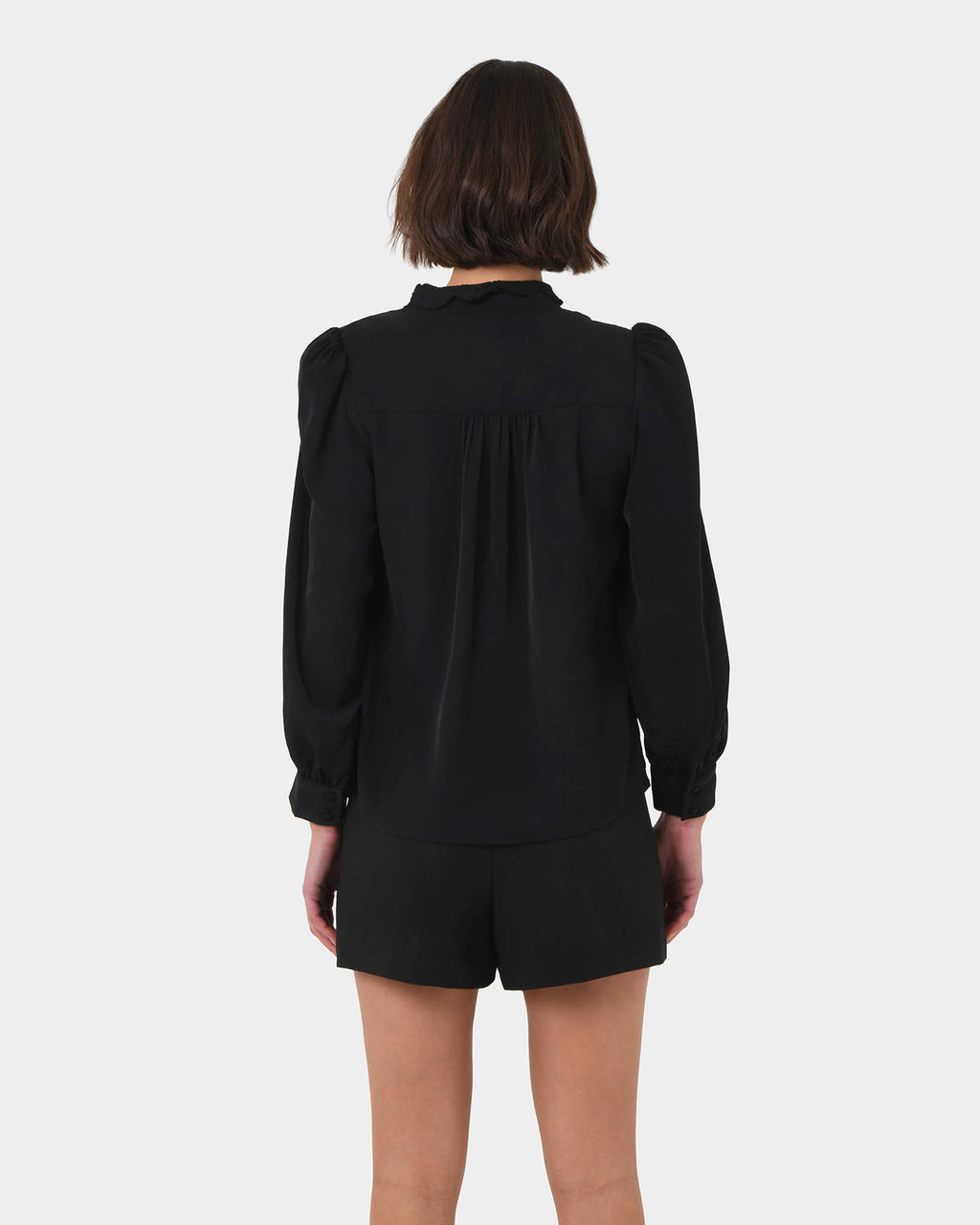 Frances Embroidery Blouse in black — back view