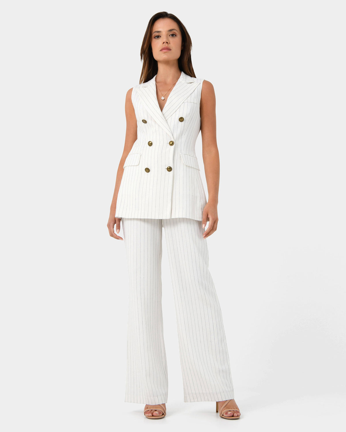 Talisa Linen Pinstripe Vest