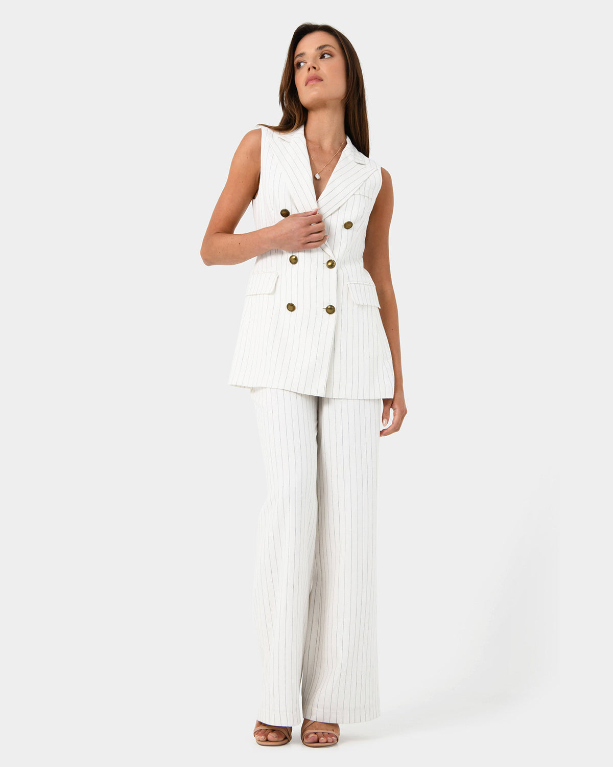 Talisa Linen Pinstripe Vest